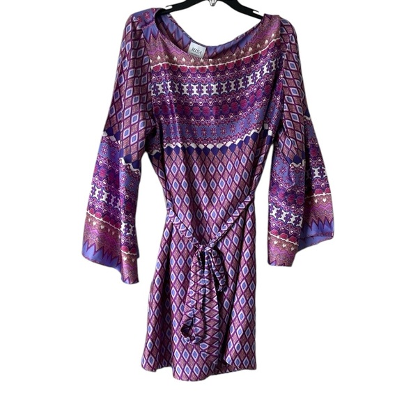 SOLD NWT Misa Los Angeles Violet Geometric Belted Twiggy Dress Size XL Reg. $345 - Picture 4 of 12